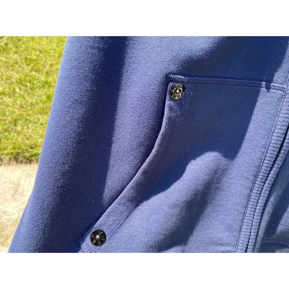 True Religion Mens Navy Blue Zip Up Hoodie Buddha World Tour Graphic Size M‎